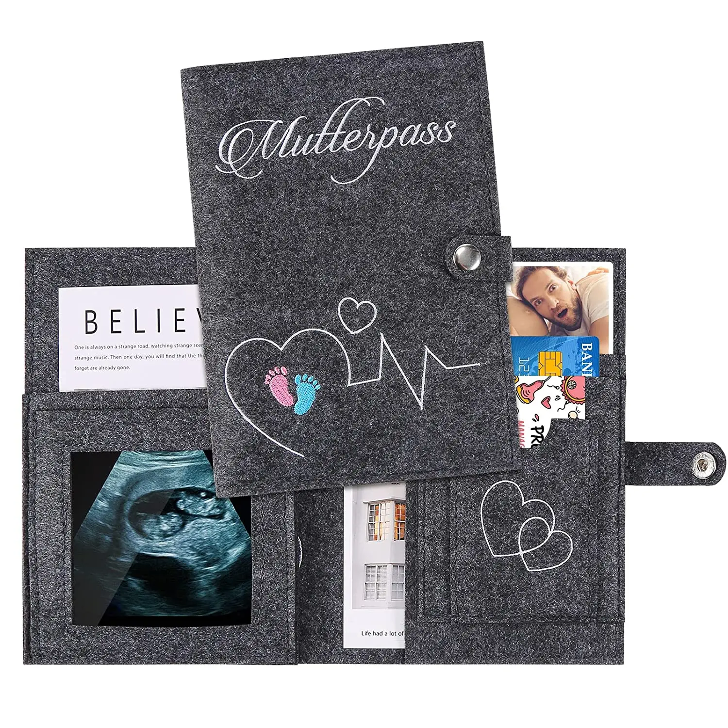 Eco-Friendly custom embroidery organizer felt baby pregnant women maternity mother passport cover holder and mutterpass