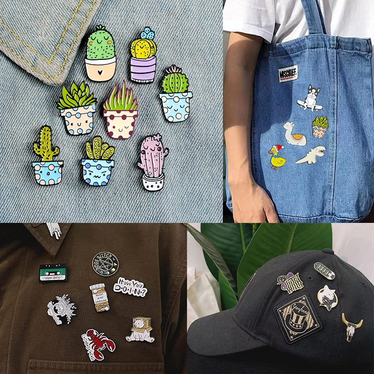 Factory Custom Wholesale Designer Multiple Style Material Pattern Cute Funny Cartoon Anime Badge Metal Lapel Enamel Brooches Pin