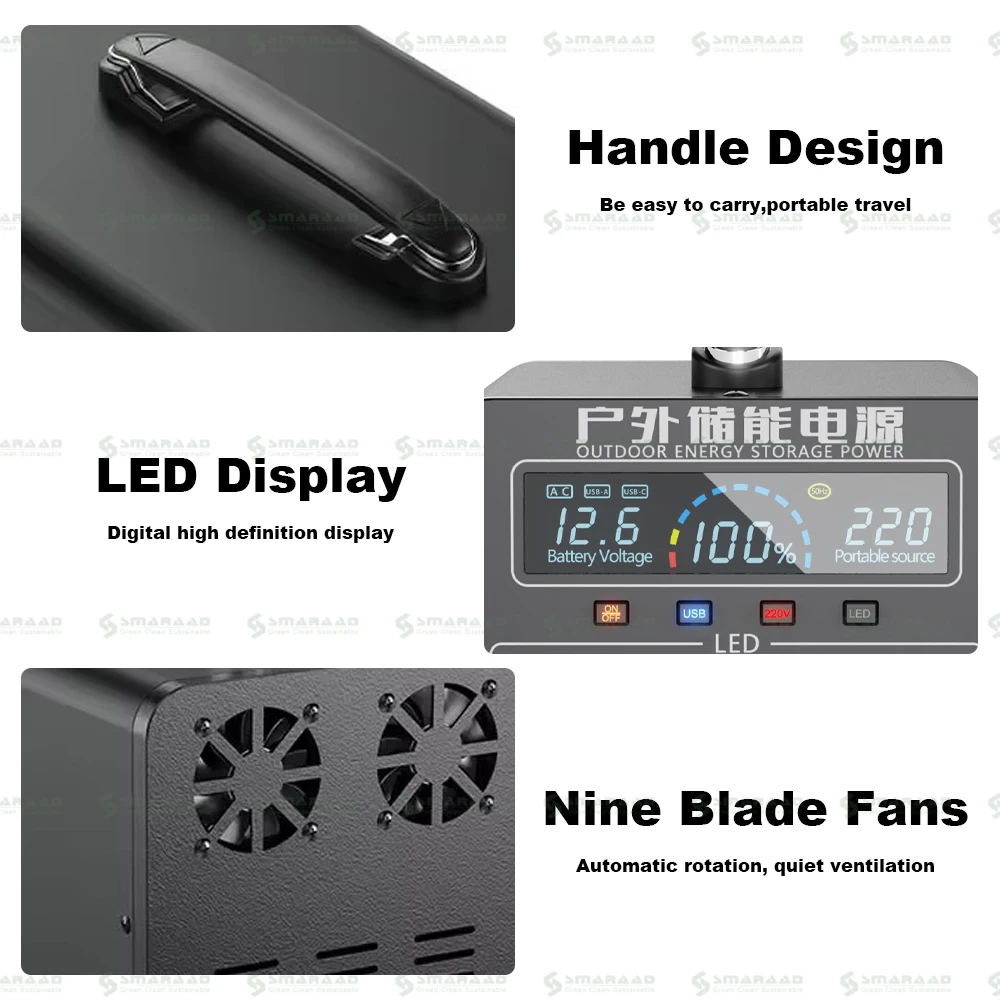 600W 900W 1200W 1500W 2000W Portable Energy Storage Battery For Camping Portable Power Supply  Outdoor