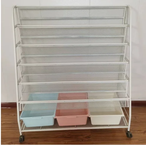 Hot Sale simple floor multi-layer book storage rack Kindergarten bookshelf newspaper and magazine iron storage frame