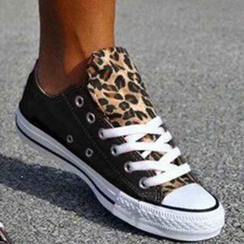 
2020 wholesale hot sale Fashion Sport Shoes Leopard Flat Print Casual Canvas Sneakers Red Shoes Casual Canvas Shoes 