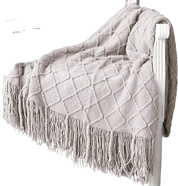 Оптовая продажа 100%, однотонное вязаное одеяло большого размера для зимы, толстое вязаное одеяло для кровати, дивана, ручная работа, высококачественное одеяло