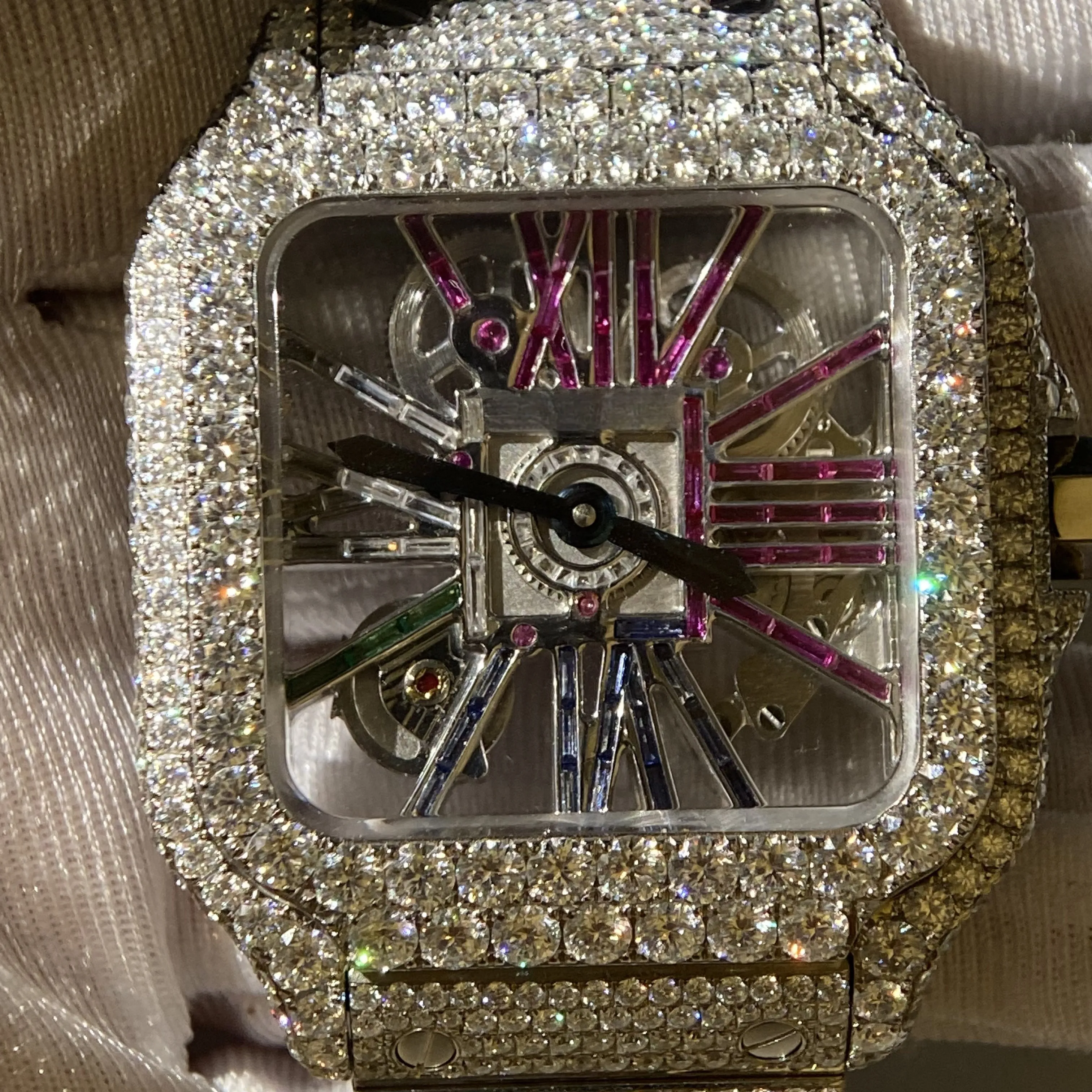 Алмазный тестер VVS Moissanite high-end customized Out алмазные часы в стиле хип-хоп со скелетом