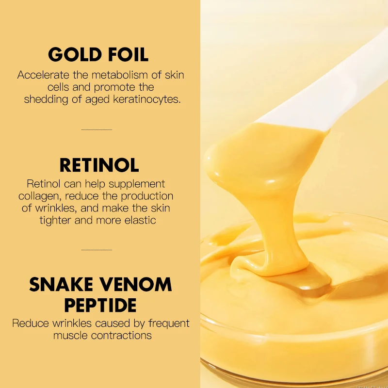 Wholesale Moisturizing Retionl Snake Venom Golden Hydrating Jelly Gel Tear Peel Skin Care Facial Mask