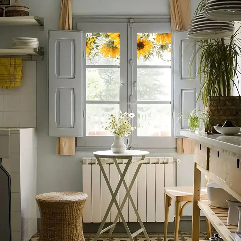 1 Roll Of Sunflower Glass Window Sticker  Modern Flower Electrostatic Glass Film PVC Waterproof And Antifouling Home Decor