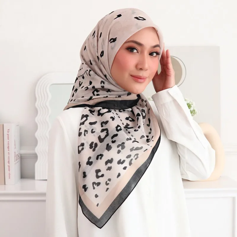Hot Model Malay Square Women Yarn Tensilk Cotton Voile Square Scarf Spot Muslim Girls Hijab