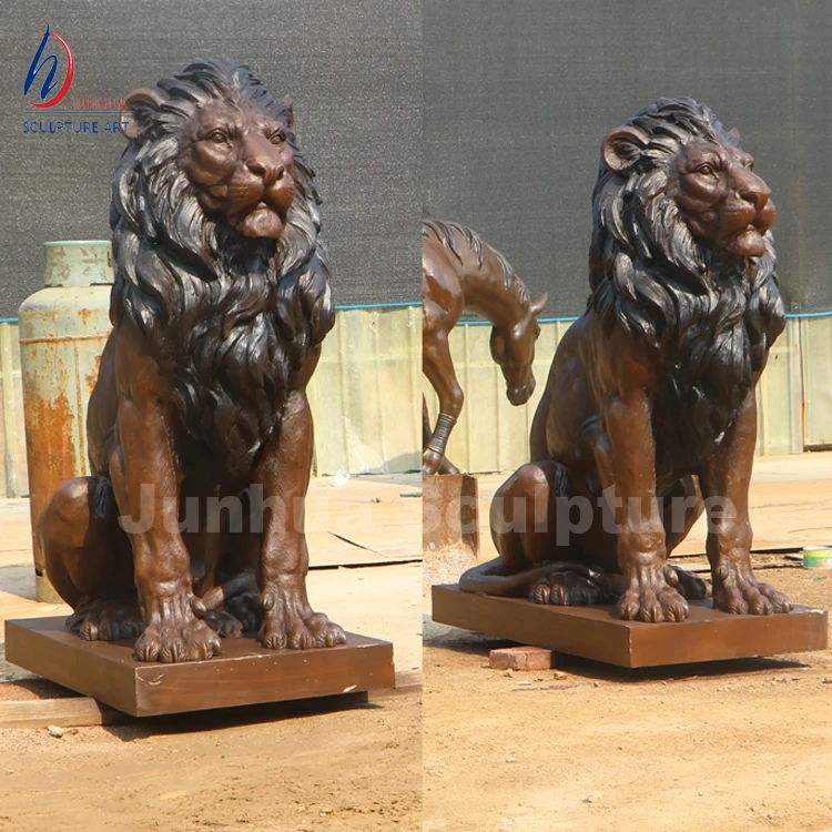 Decorative Outdoor Garden Casting Metal Statue Life Size Brass Bronze Lion Family Sculpture