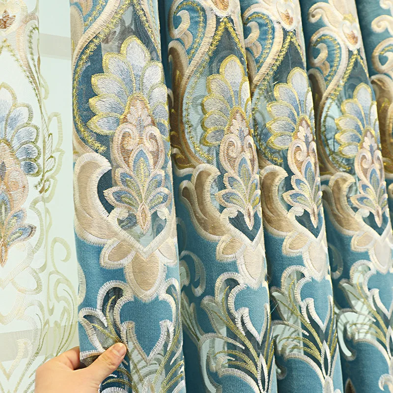 Velvet Classic Royal Quality Blackout Cortinas Window Embroidery Luxury Curtain Fabric For The Living Room