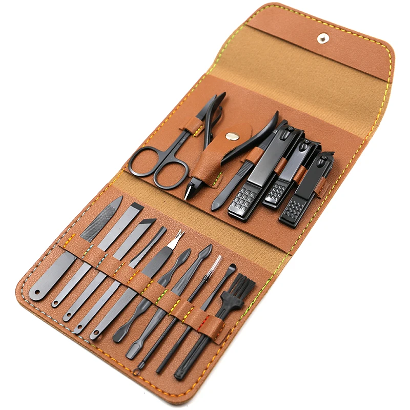 Professional Pedicure Nail Kit Scissors Grooming Kit 16 PCS Manicure Set Travel Manicure Set Facial, Hand and Foot Care Durable