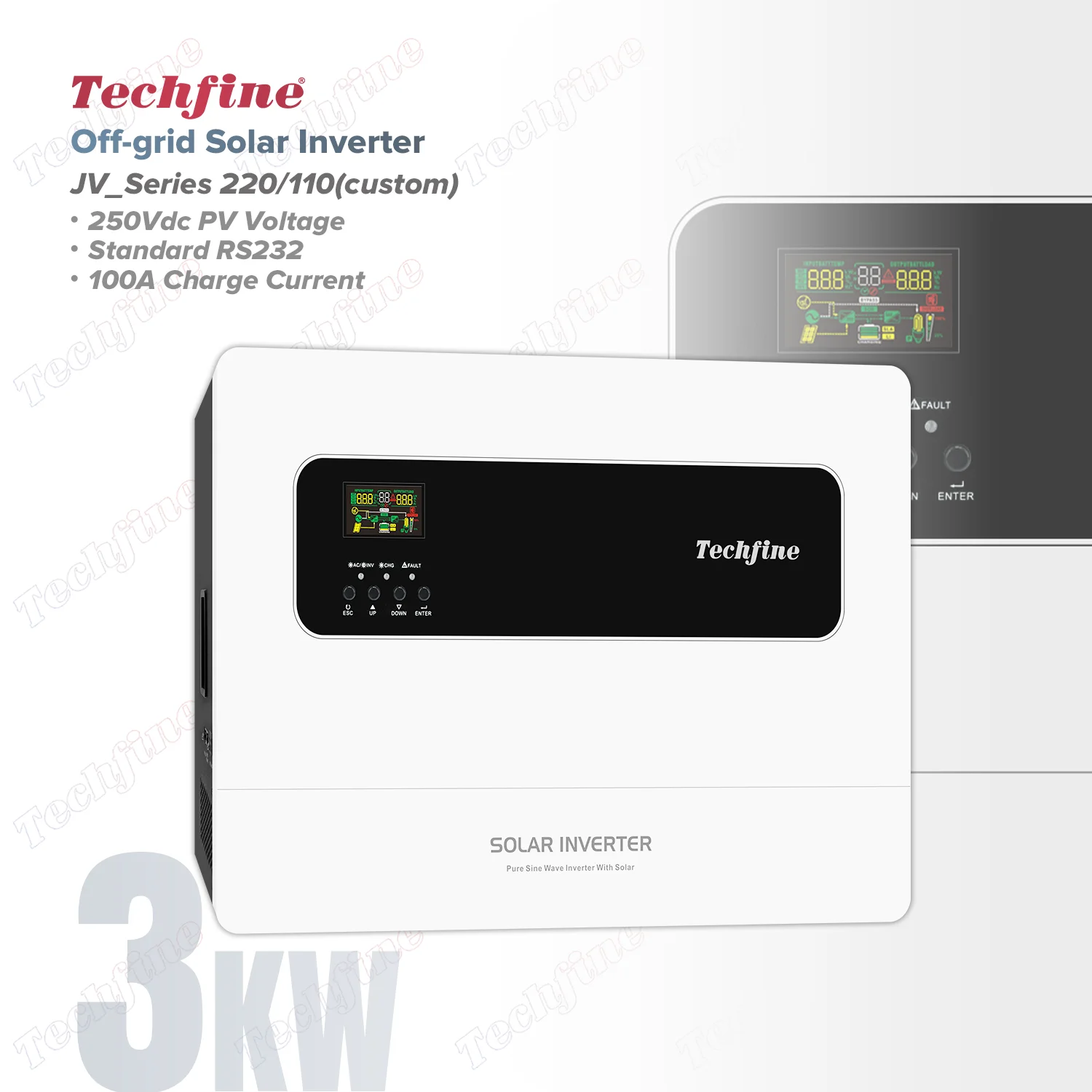 245VDC High PV voltage 3Kw 3000w Off-grid solar storage inverter 110 or 220vac with toroidal transformer BMS RS232 Communication