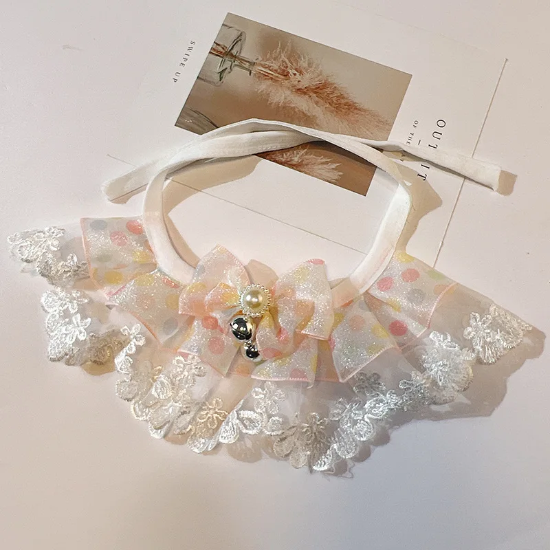 Custom Printed Small Adjustable Dog Collar Cute Soft Puppy Scarf Princess Lace Pet Handkerchief Bibs Bulk Cat Collar