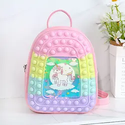 Детские Силиконовые Сумки для декомпрессионных игрушек школьный ранец девочек и мальчиков с единорогом