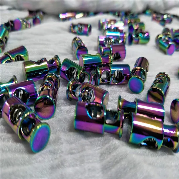 Оптовая цена, шнур для шнурков, радужная пружина, стопор с двойным отверстием, Властелин шнурков для шнурков/замок, сплав металла без никеля, свинца