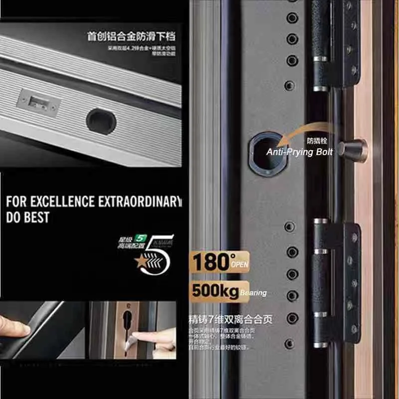Luxury Design Cast Aluminium Door Double Door Bulletproof Main Entrance Steel Doors Security