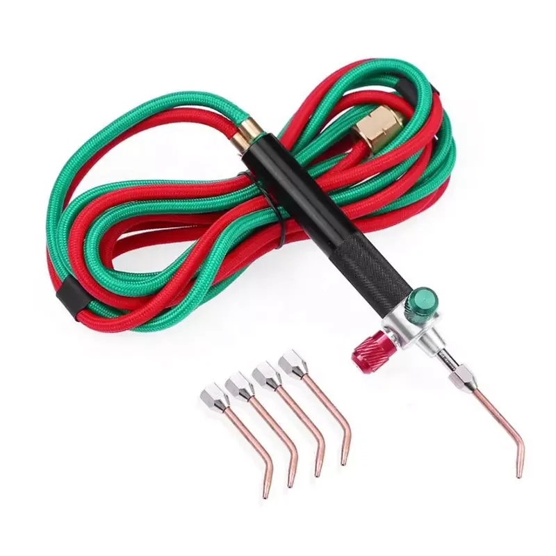 Mini Gas Little Torch Welding Soldering Kit Oxygen Acetylene Gun with 5 Pcs Tips Stainless Steel Welding Soldering Tool