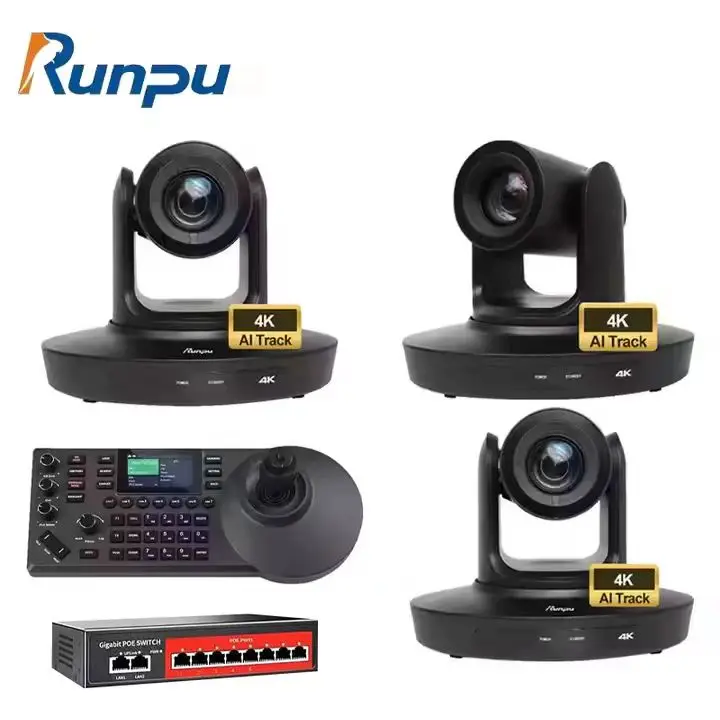 USD1198 Free ship Broadcast bundle G430= 3 pcs 4K 30X PTZ Conference Camera hd mi lan usb poe AI track+a Controller+poe switch