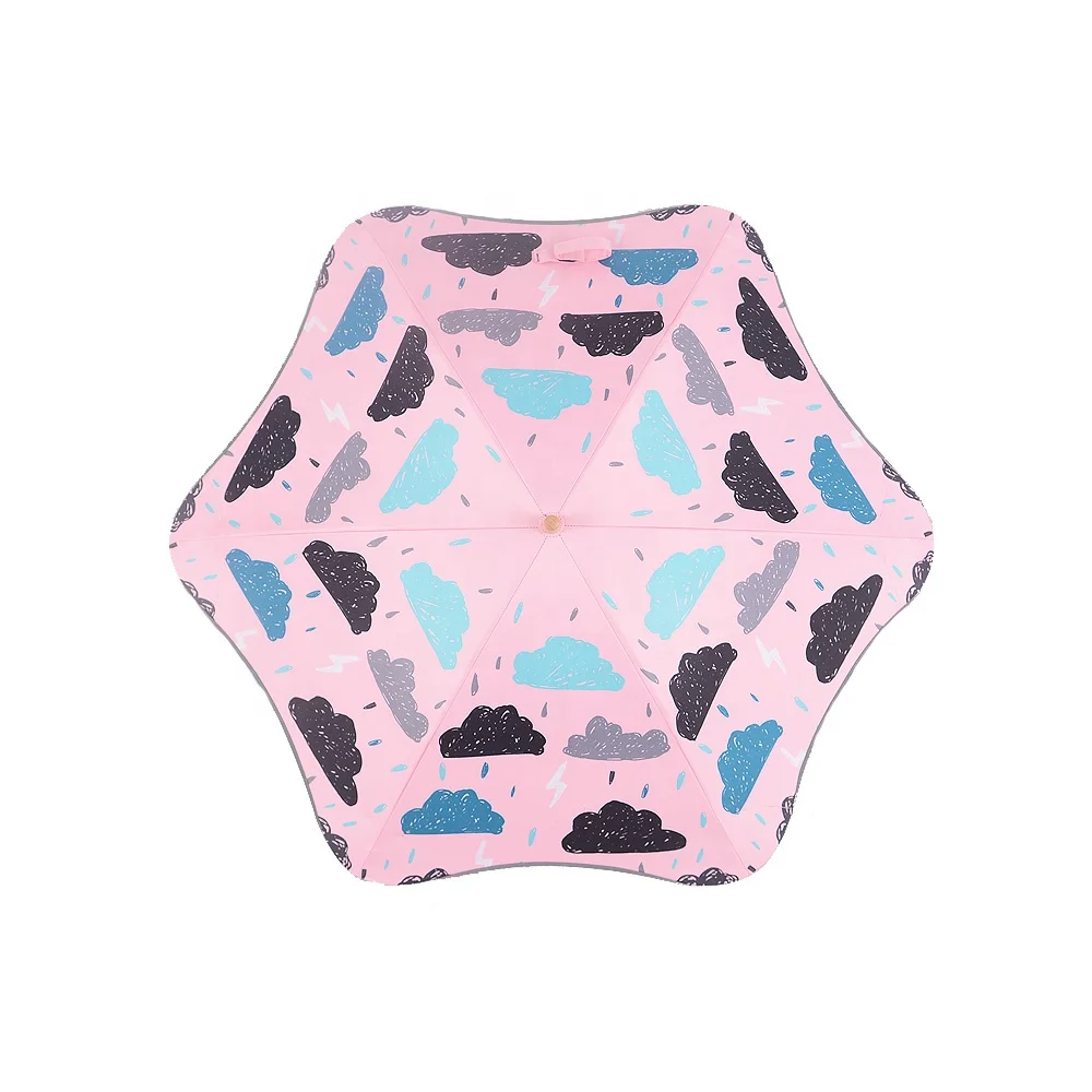 
Reflective Strip Blunt Umbrella Black Coating Round Corner Kids Straight Umbrella 