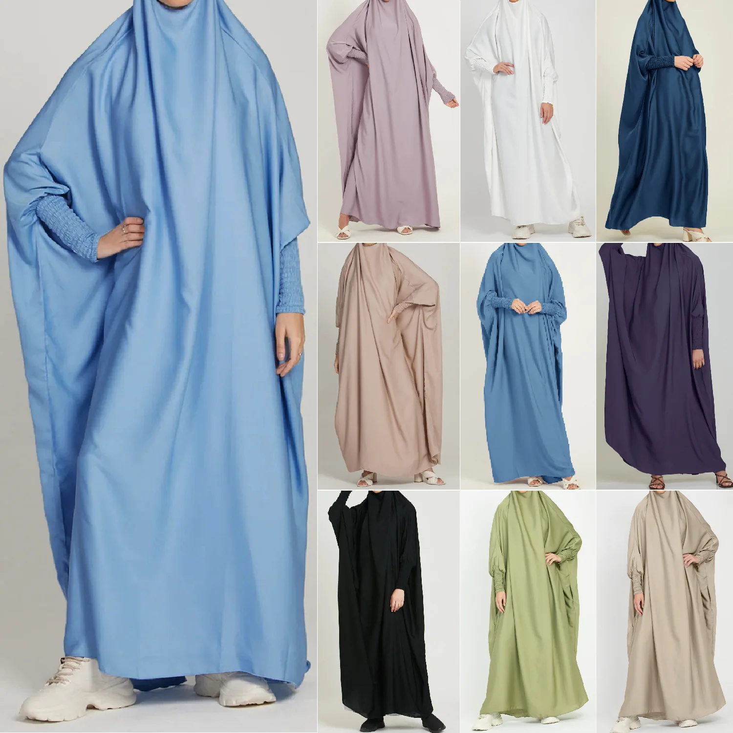 Prayer Abaya 2024 EID 10 Colours Modest Dresses Middle East Indonesia Malay Women Abaya Dubai Islamic Clothing Khimar Jilbab