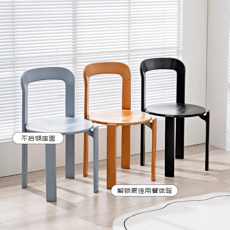 Light luxury solid wood dining side chair modern nordic household dining table and chairs small household stackable restaurant