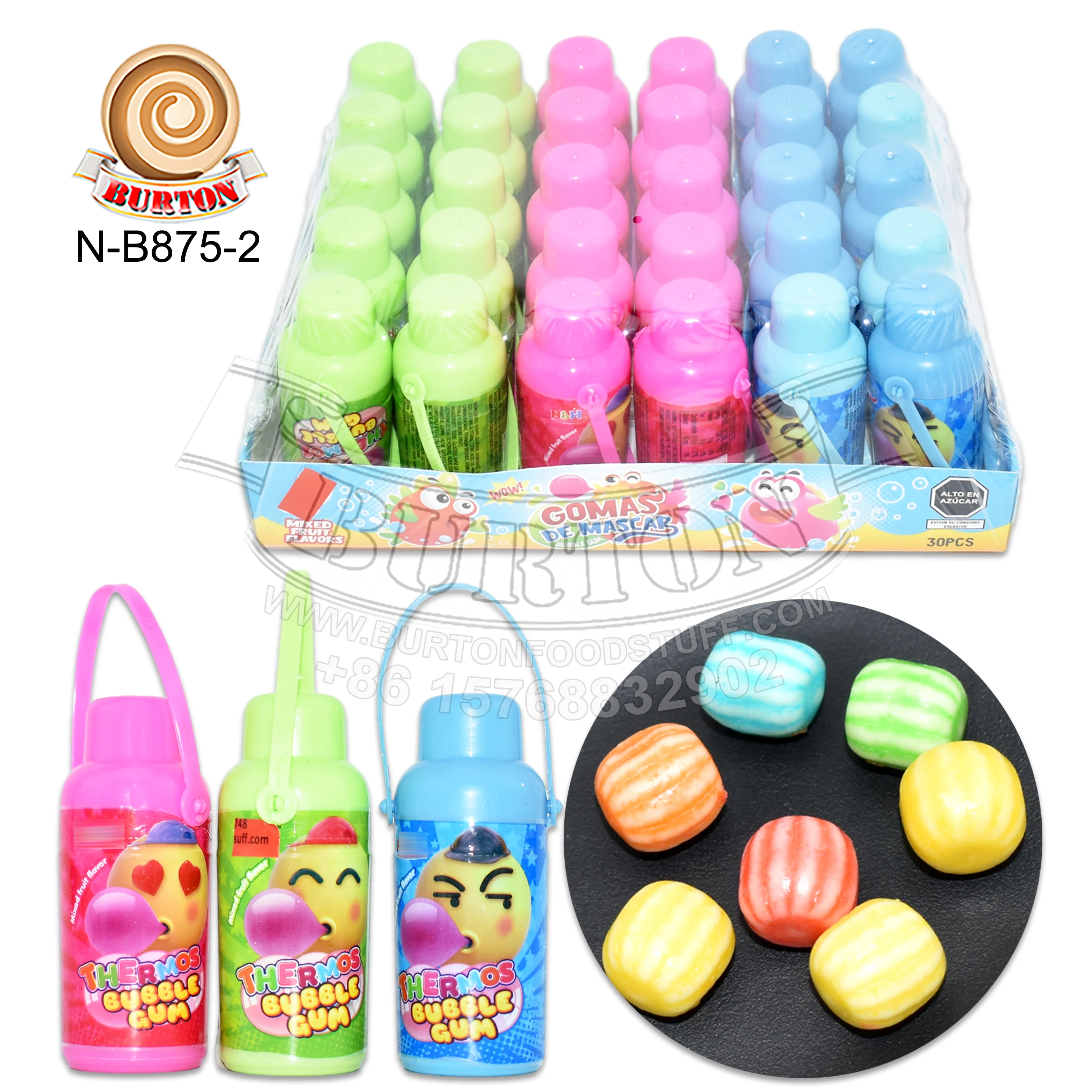 New product funny hot water kettle toy halal colourful sweet fruit flavor bubble chewing gum