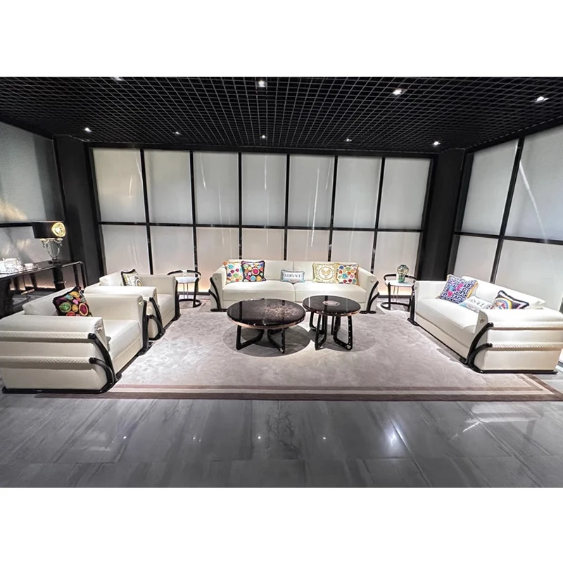 Designer Medusa Sofa Set top grain genuine leather luxury couch living room sofas