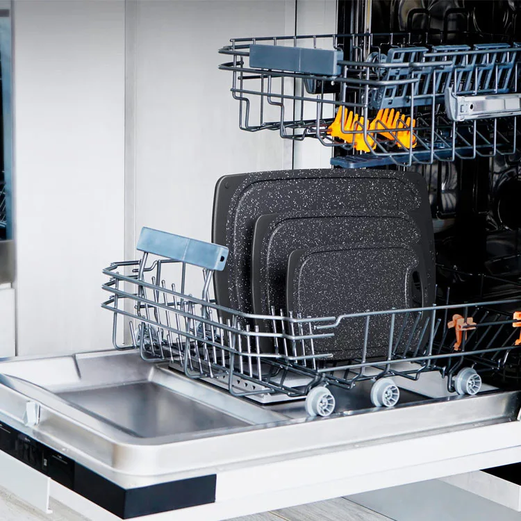 3 Pieces Kitchen Meat Bread Charcuterie Chopping Set Rectangle Plastic Cutting Board with Juice Grooves and Easy Grip Handle