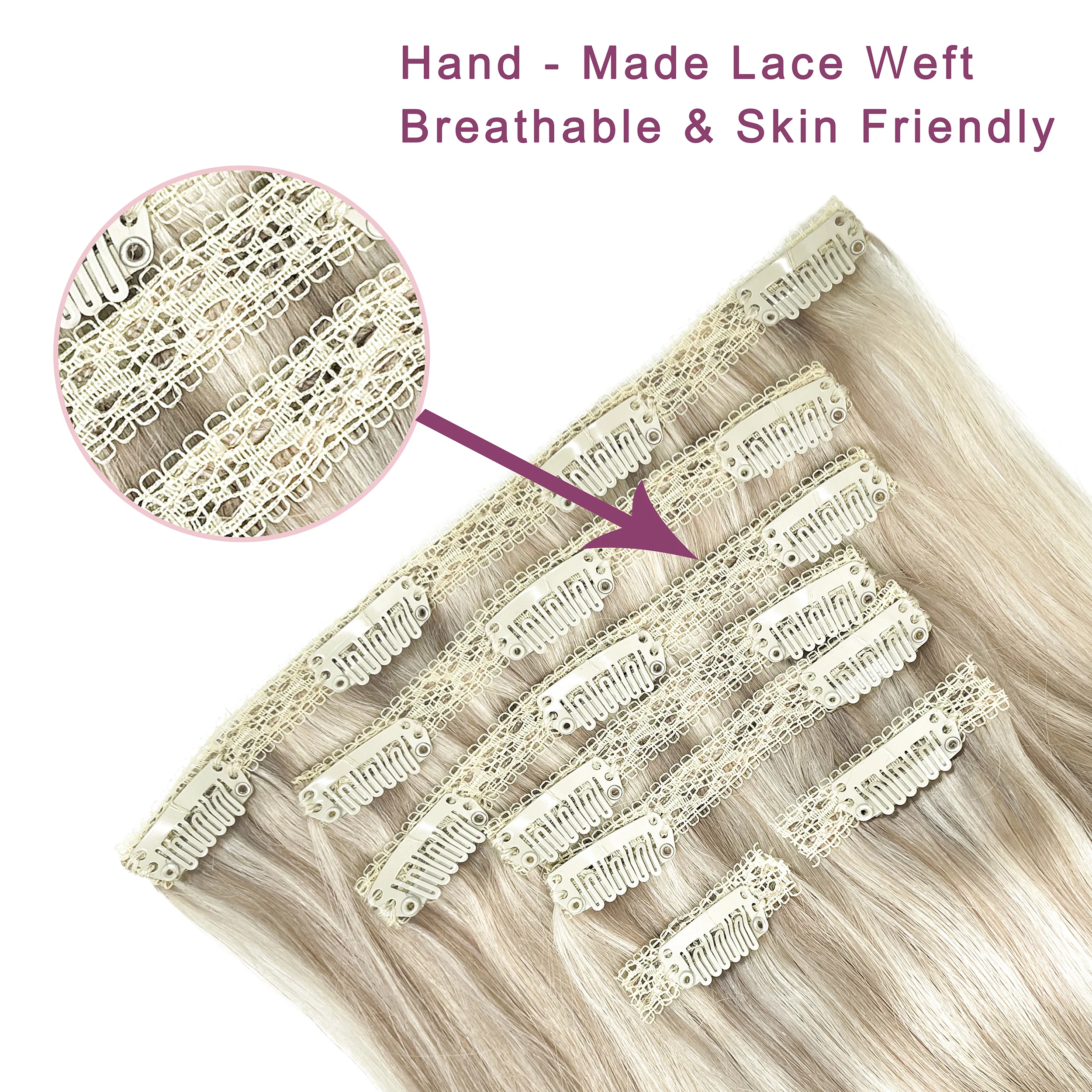 Wave Beauty Remy Human Hair Extension Lace Clip in Hair Extension 100% Human Hair