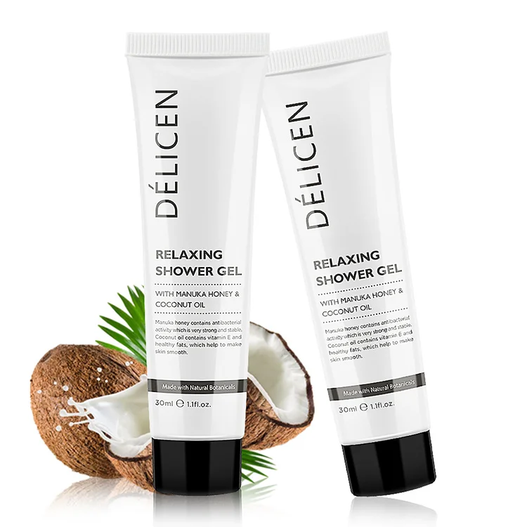 Luxury Wholesale Disposable Guest Supplies for Bathroom Mini Tube Soothing Organic Liquid Hotel Body Wash Bath Shower Gel 30ml