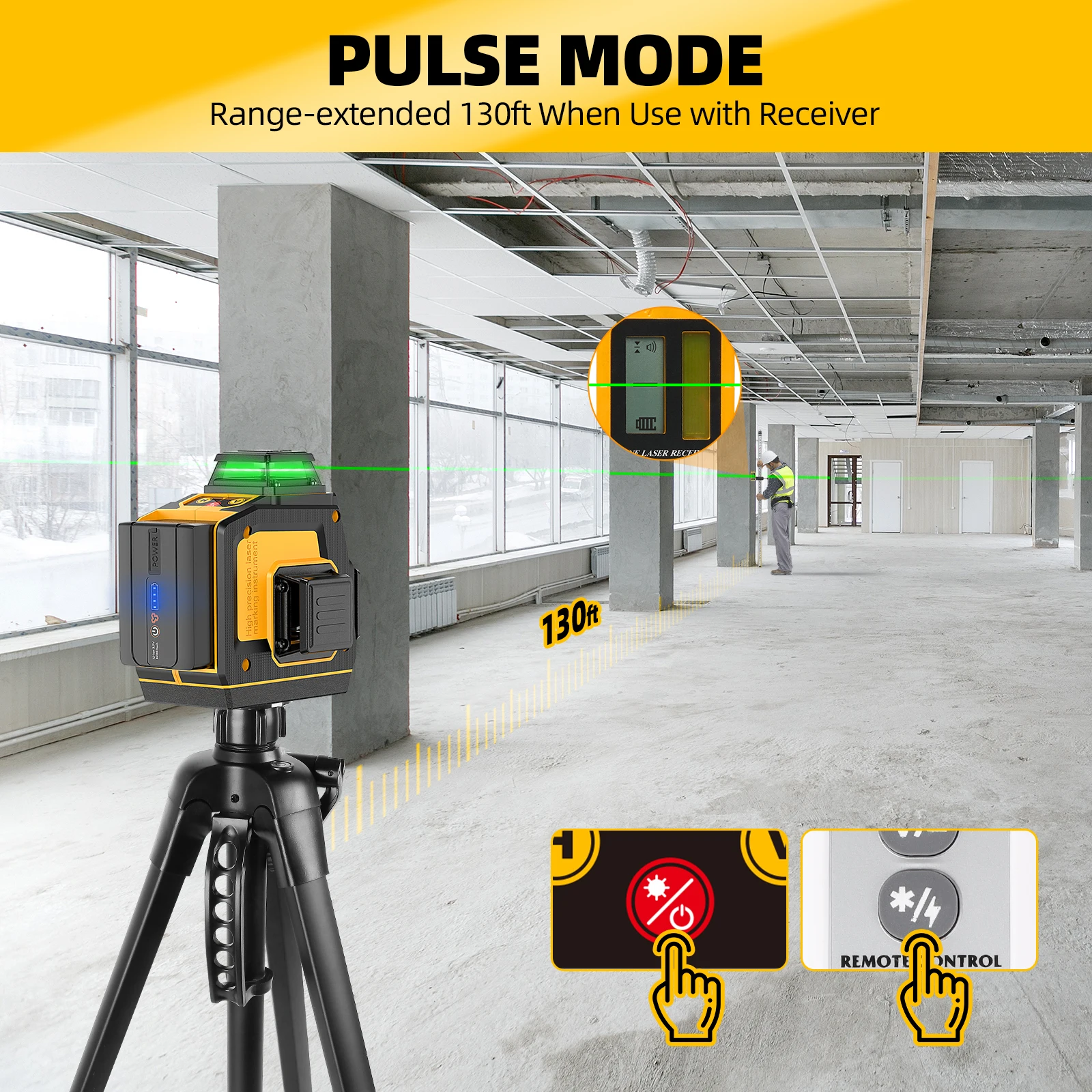 Huepar SV-Y03CG 3D Laser Level Floor Level Machine With Self Land Leveling Laser Kits Laser And Tripod