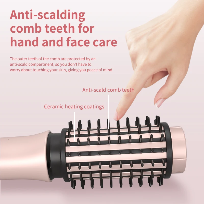 Cordless Rotating Portable Ionic 3-In-1 Hot Air Brush Volumizer Hair Dryer Brush Straightener Comb Blowout Brush