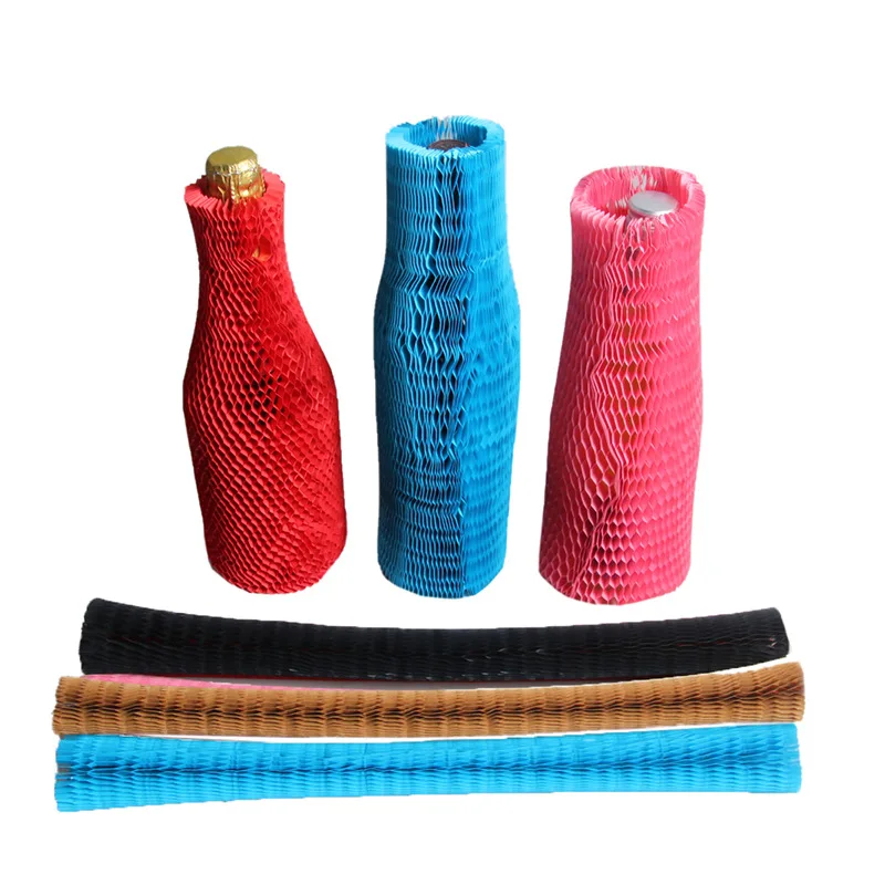 YOHPACK Honeycomb Paper Wine Bottle Protector Sleeves Prevent Friction Super Elastic Brown Paper Glassware Protection Net Cover