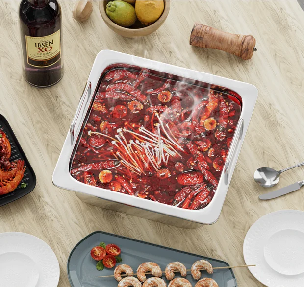 Chinese Style Stainless Steel Casserole 2 Compartments Hot Pot With Divider