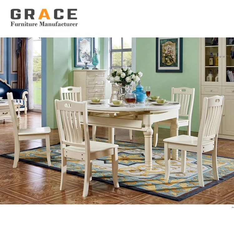 Z6701 extendable marble round dining set modern table and chair