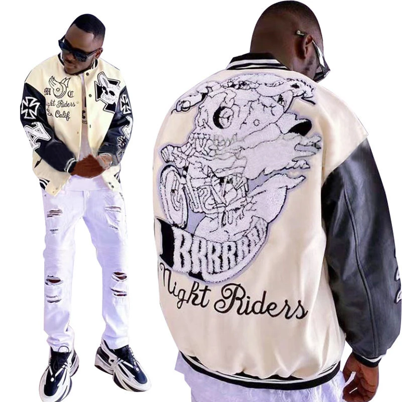 OEM custom wool sleeve chenille patch embroidery quilted lining vintage letterman varsities jacket for men