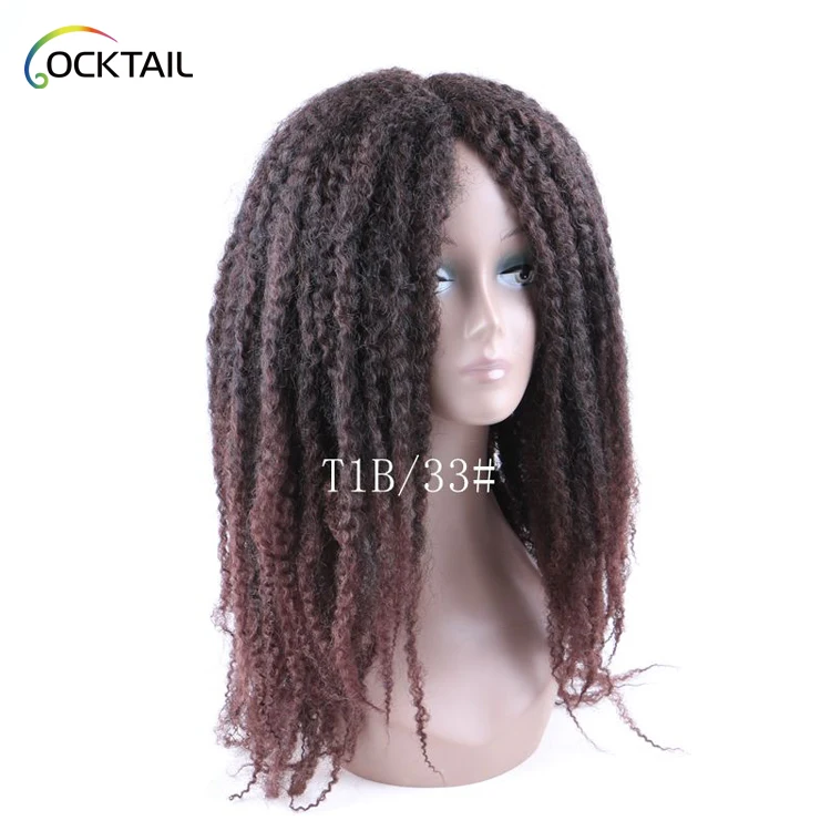 free sample synthetic marley braid hair wig, cheap price machine made afro wig for black women