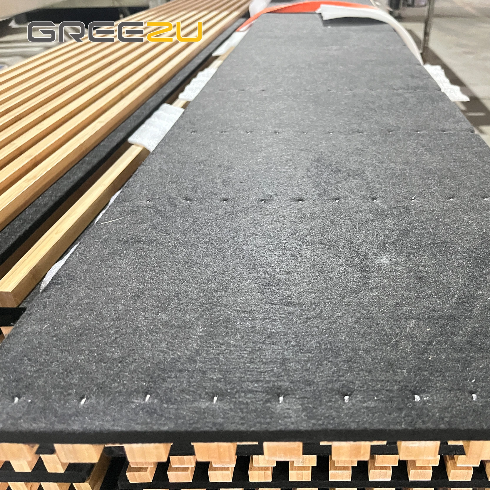 PET Sound Absorption Acoustic Panel Acoustic Linear Bamboo Wall Panel Acoustic Bamboo Slat Wall Panel Akupanel