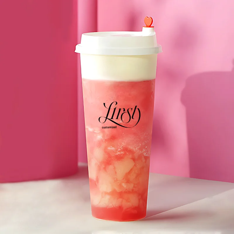 LOKYO 90mm PP injection clear hard plastic juice smoothie milk tea boba disposable plastic cup with lids