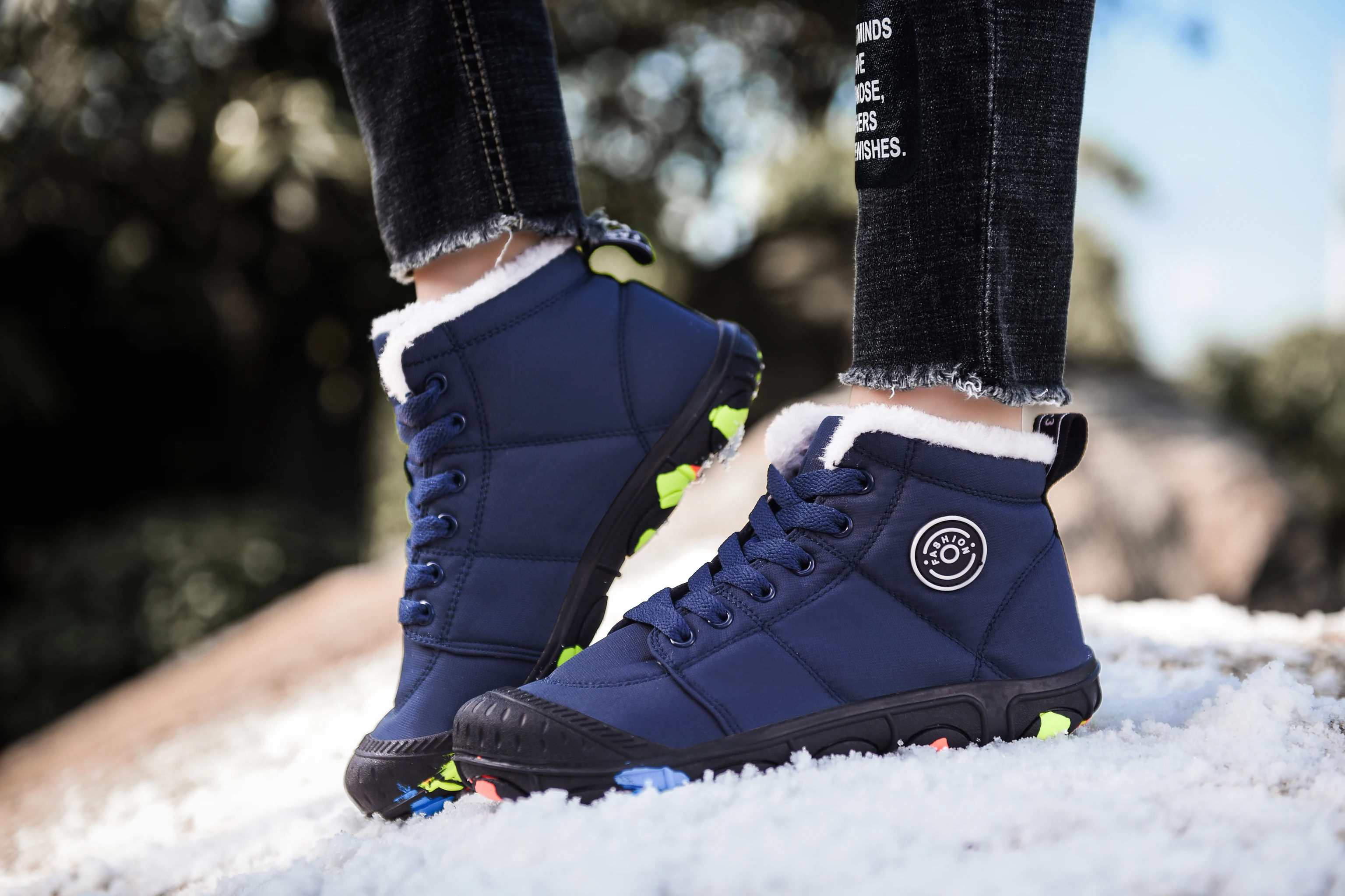 
Kids Boys Girls Winter Leather Kids Boots for Women Wholesale Non-slip Cold Resist Pink High Top Cotton Shoes Ankle Flat with Pu 