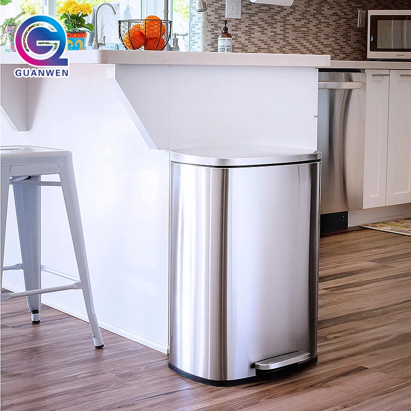 Eco-Friendly round Stainless Steel Step-On Trash Can with Pedal Paper Basket Induction Structure for Kitchen Use