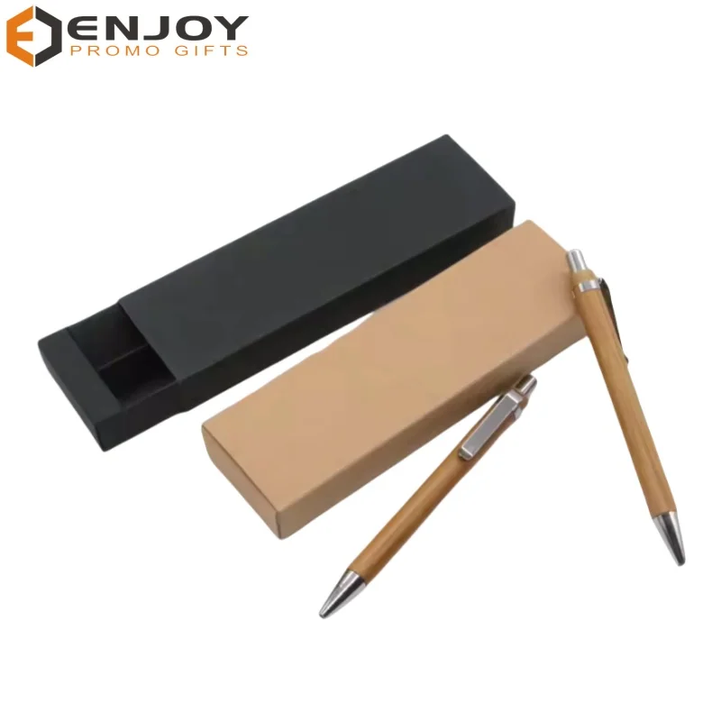 2 bamboo ballpoint pens in 1 craft paper box-customized promotional gift bamboo pen sets