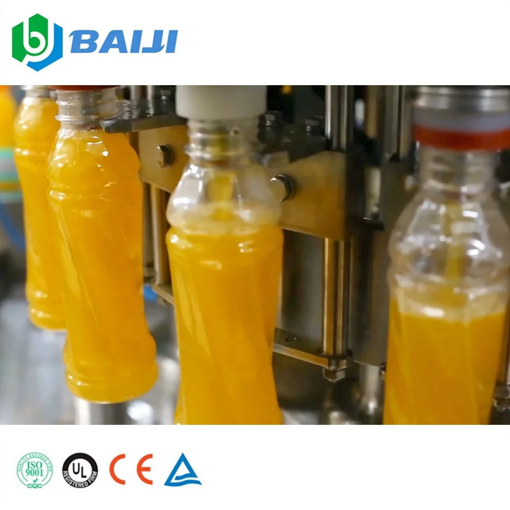 Fully automatic 500ml small scale rotary 3 in 1 fruit juice bottling making filling machine production line