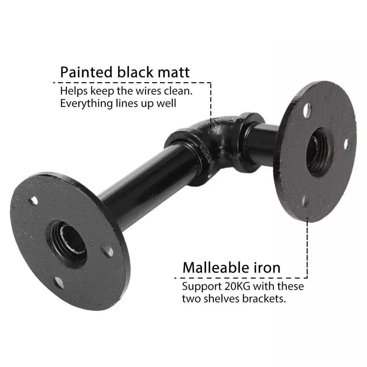 black wall mount iron pipe regal halter brackets  Cast iron vintage home storage supports wall floating shelf bracket and rack