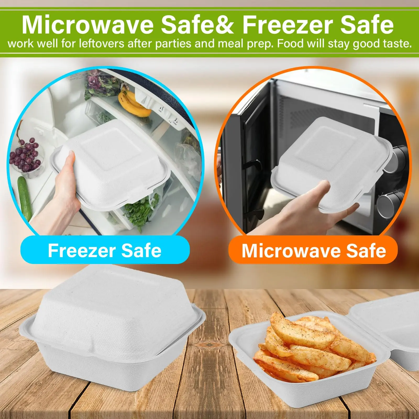 Custom Disposable Food Grade Burger Box Clamshell Food Containers White Burger Cute Lunch Box