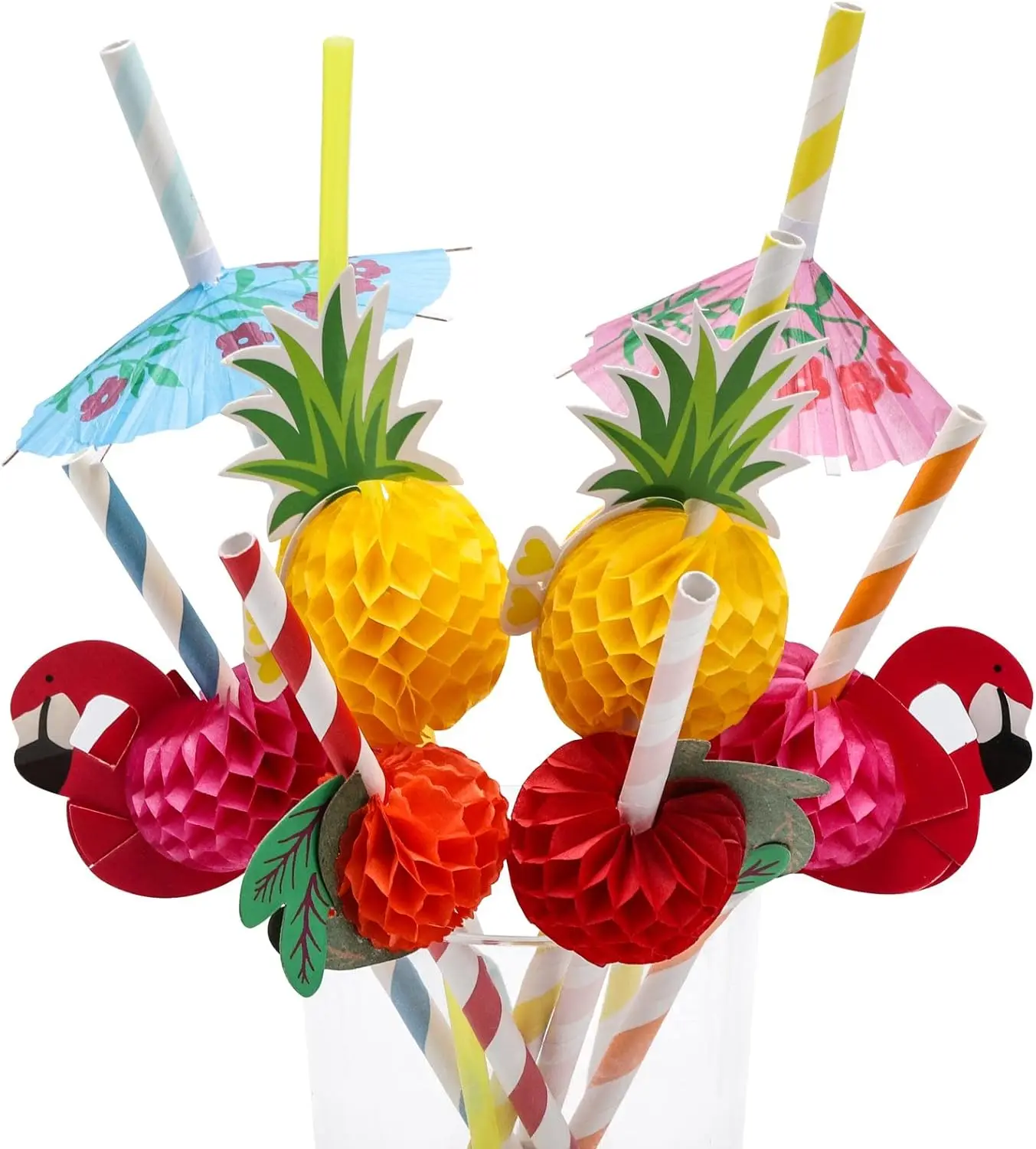 Best Selling  Flamingo Fruit Paper Straws Coffee & Cocktail Stirrers Disposable Drinking Straws Pool Party Decorations
