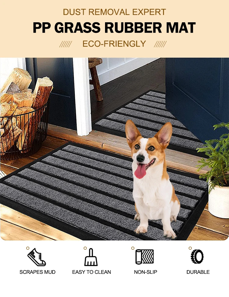 Outdoor Low Profile Doormat Floor Patio Grass Snow Carpet Rubber Entrance door mat