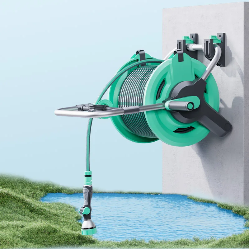 Mini Wall Mounted Automatic Rewind Heavy Duty Washer Pressure Retractable Cart Winding Pressure Small Open Portable Hose Reel