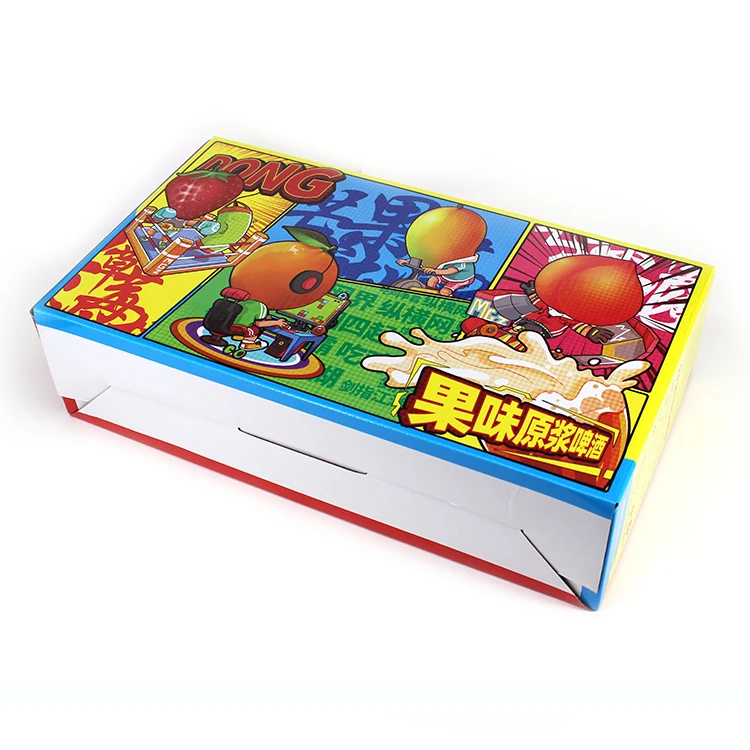 Customized Low MOQ Colorful Painting Pattern Carton Beer Carrier Paper Box Plastic Handle Packaging Cardboard Boxes