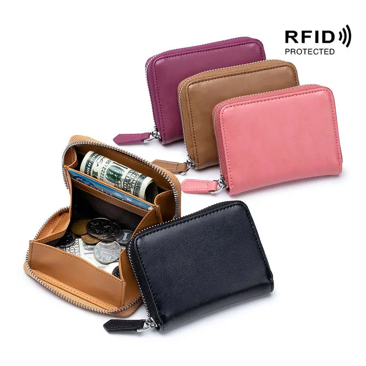 Luxury Genuine Leather Cow Zipper Cute Small Mini Pocket Change Coin Bag Purse Pouch Case Holder For Kid Girl Women