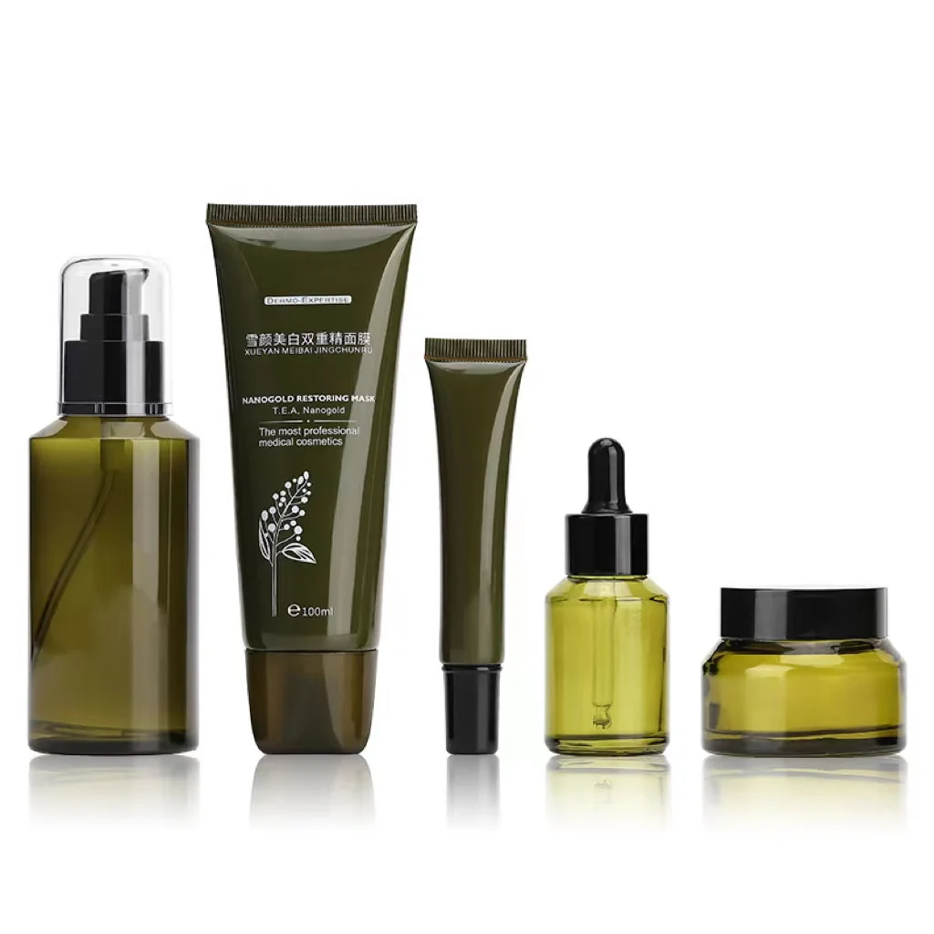 Хорошее качество, набор для ухода за кожей, упаковка для ухода за кожей, косметический контейнер, бутылка и банка