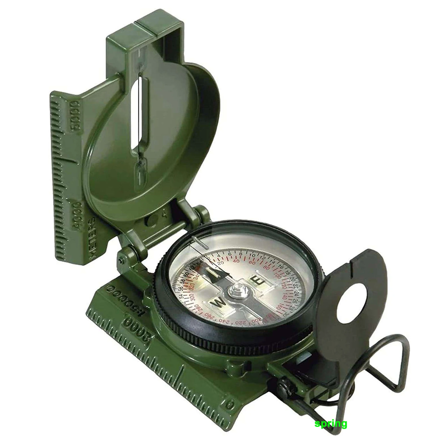 US Phosphorescent Lensatic Compass, Olive Drab Accurate Waterproof Hand Held Compasses with Pouch for Outdoor  Hiking